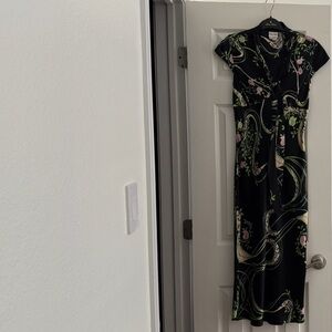 Silk Floral Black Maxi Dress